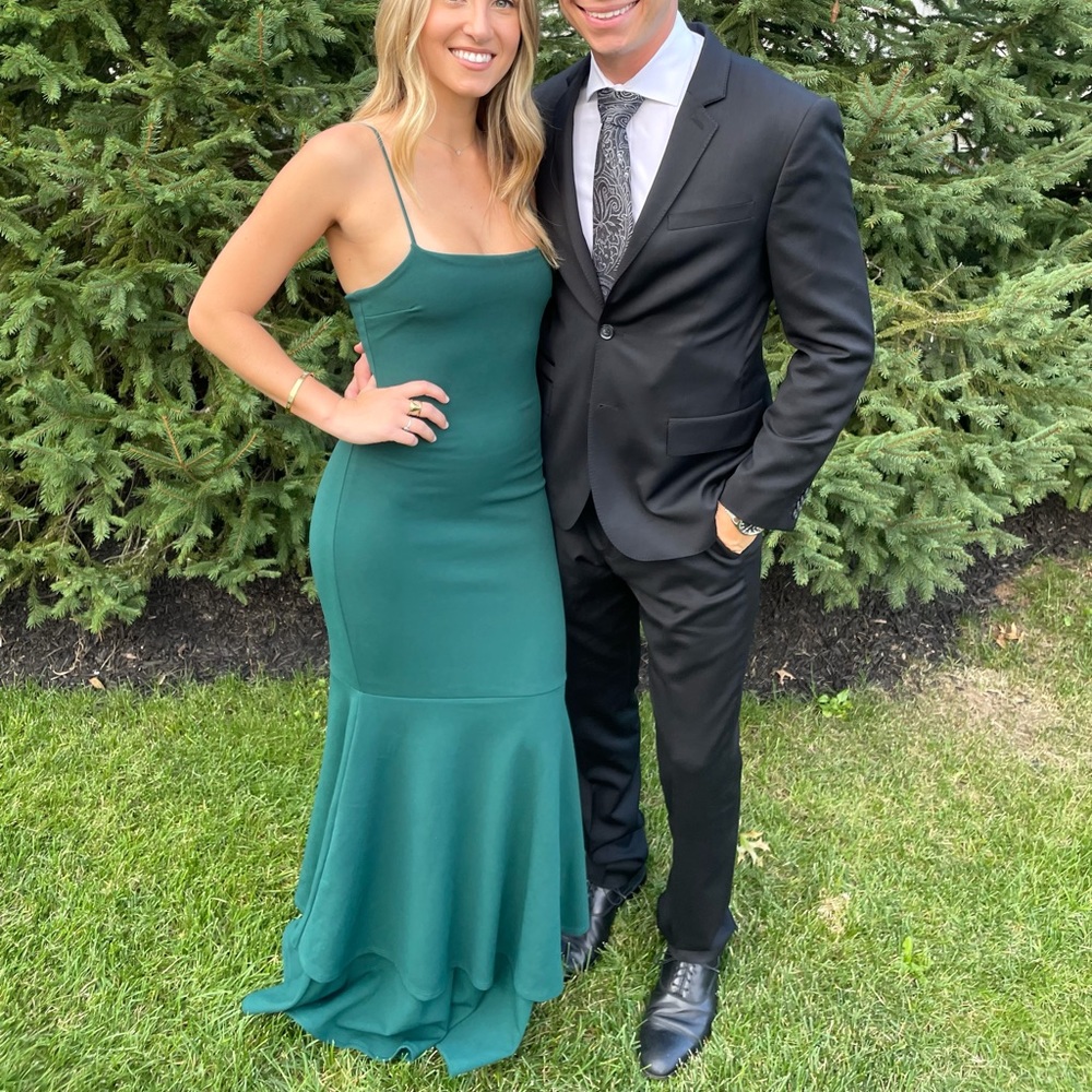 Lulus Hunter Green Tiered Trumpet Hem Maxi Dress